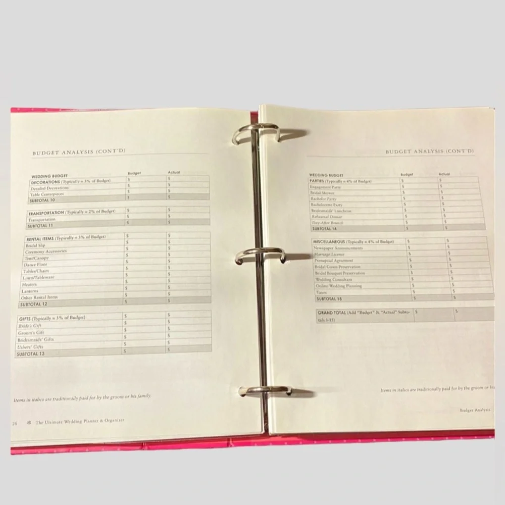 Wedding planner and organizer binder New